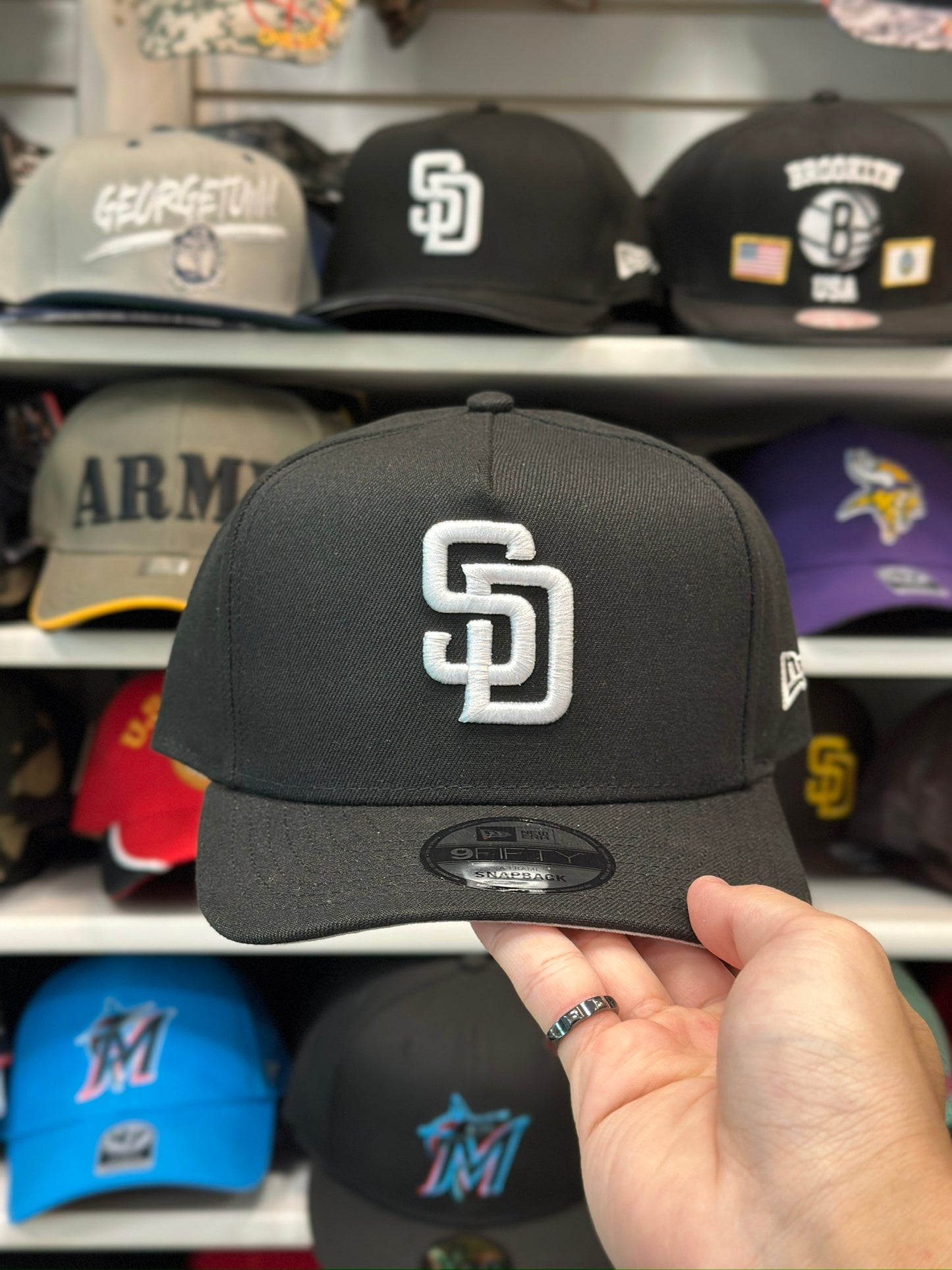 San Diego Padres MLB A-Frame Cap | New Era 9FIFTY Adjustable Snapback | Black