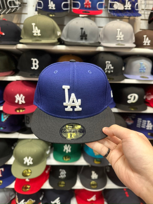 LA Dodgers MLB Two Tone Fitted Cap | New Era 59FIFTY Sized Hat | Blue/Black