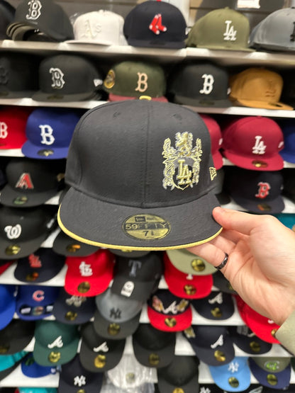 LA Dodgers MLB Black/Gold Retro | Vintage New Era 59FIFTY Fitted Cap | Black