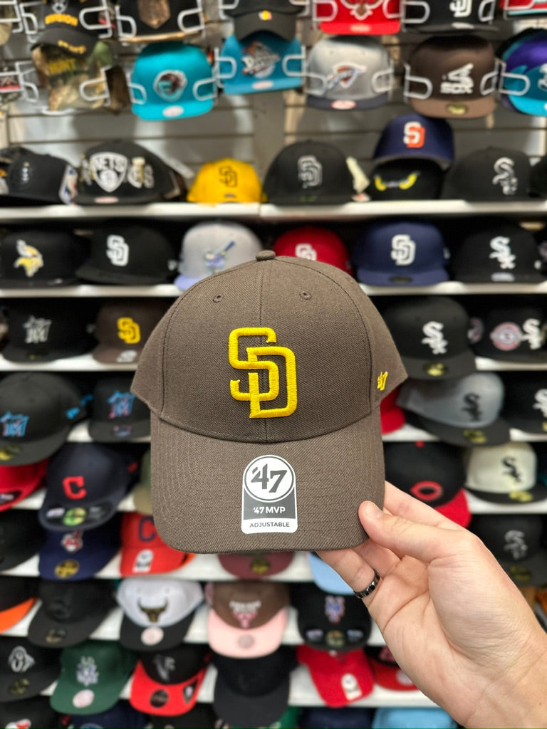 San Diego Padres MLB Ball Cap | '47 Brand MVP Adjustable Curve Cap | Brown