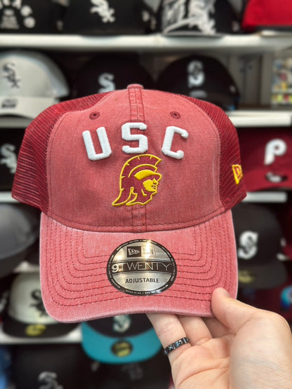 USC Trojans NCAA Trucker Ball Cap | New Era 9TWENTY Adjustable Strap Back | Red