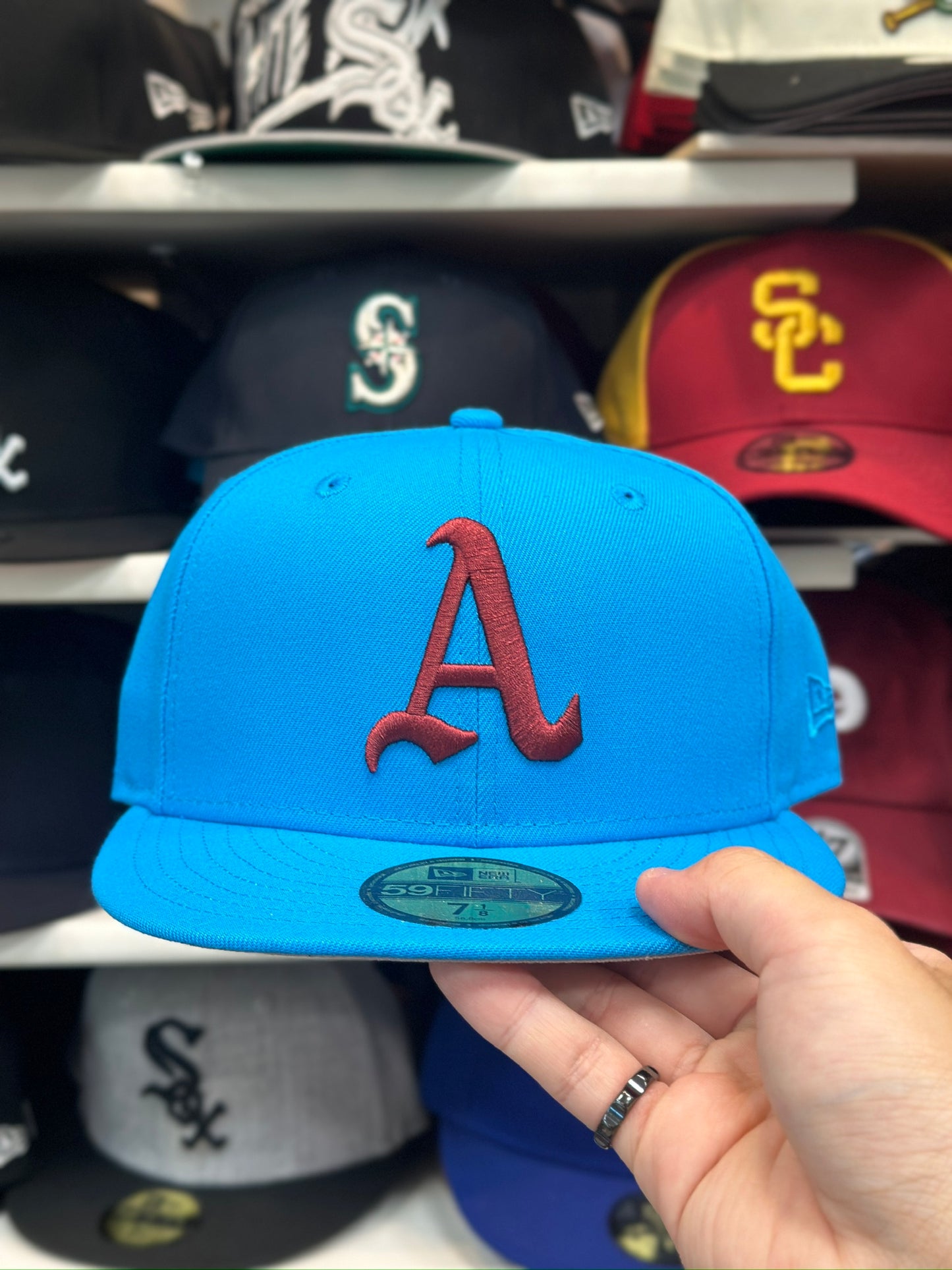 Oakland Athletics MLB Fitted Hat | New Era 59FIFTY Sized Cap | Blue