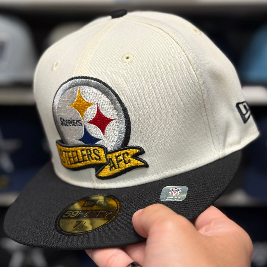 New Era Pittsburgh Steelers Two Tone 59FIFTY Fitted Hat | Creme/Black