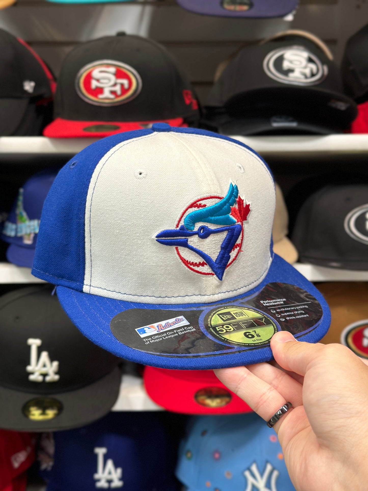 Toronto Blue Jays MLB Fitted Hat | New Era 59FIFTY Sized Cap | White/Blue