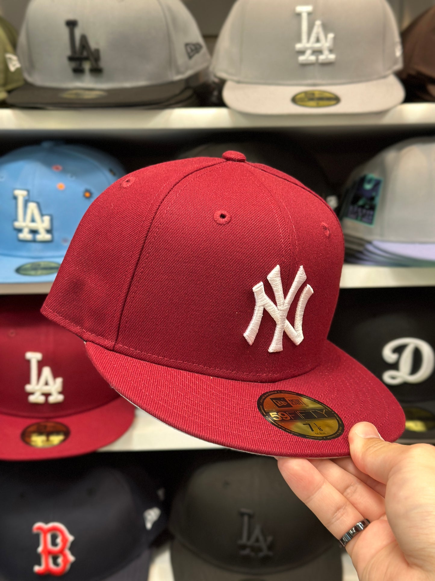 New York Yankees MLB Fitted Hat | New Era 59FIFTY Sized Cap | Maroon