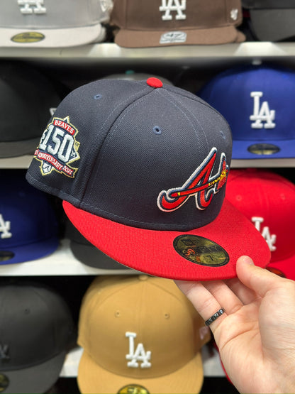 Atlanta Braves MLB '150th Anniversary' Patch | New Era 59FIFTY Fitted Cap | Navy/Red