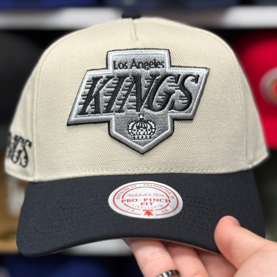 Los Angeles Kings Creme/Black A-Frame Mitchell & Ness Snapback - Product Image