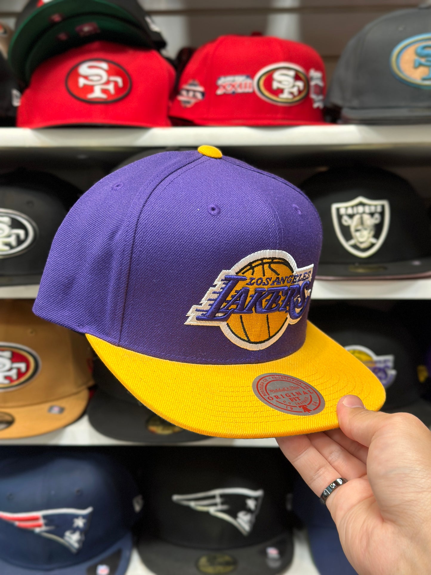 LA Lakers NBA Snapback | Mitchell & Ness Original Fit Adjustable Hat | Purple/Yellow