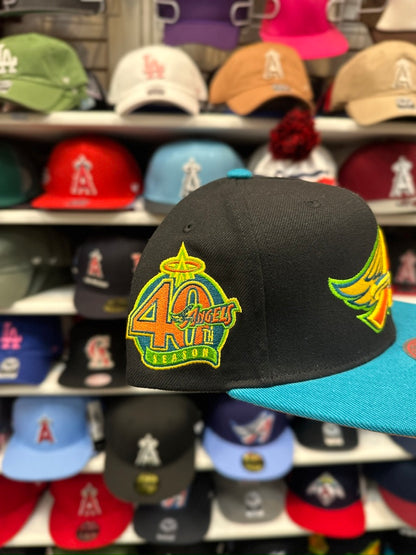 LA Angels MLB 40th Anniversary | Mitchell & Ness Original Fit Adjustable Snapback | Black/Teal