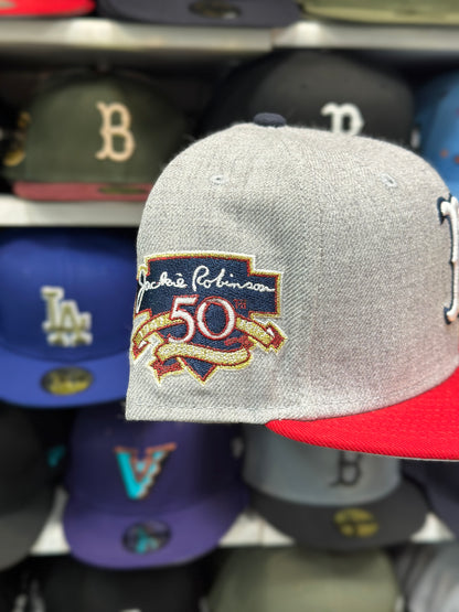 Boston Red Sox MLB 'Jackie Robinson 50th' Patch | New Era 59FIFTY Fitted Cap | Silver/Red