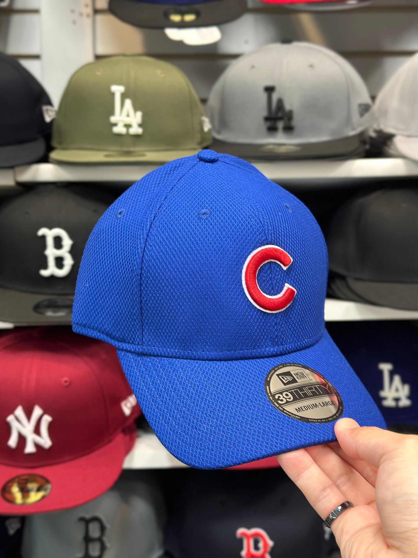 Chicago Cubs MLB Ball Cap | New Era 39THIRTY Adjustable Curve Bill | Blue