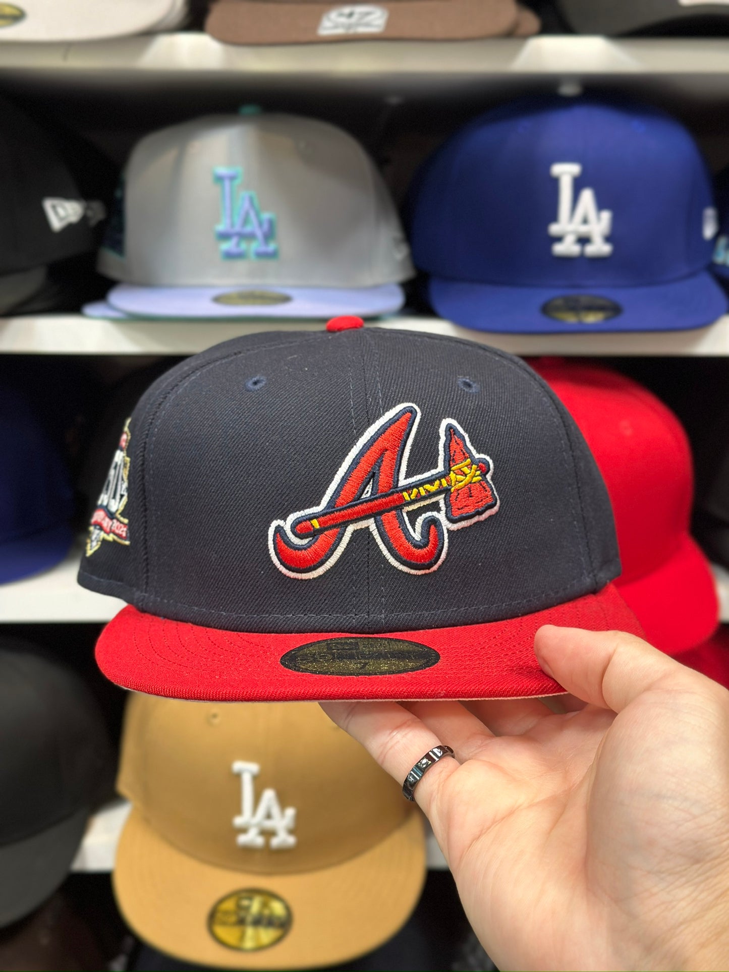 Atlanta Braves MLB '150th Anniversary' Patch | New Era 59FIFTY Fitted Cap | Navy/Red