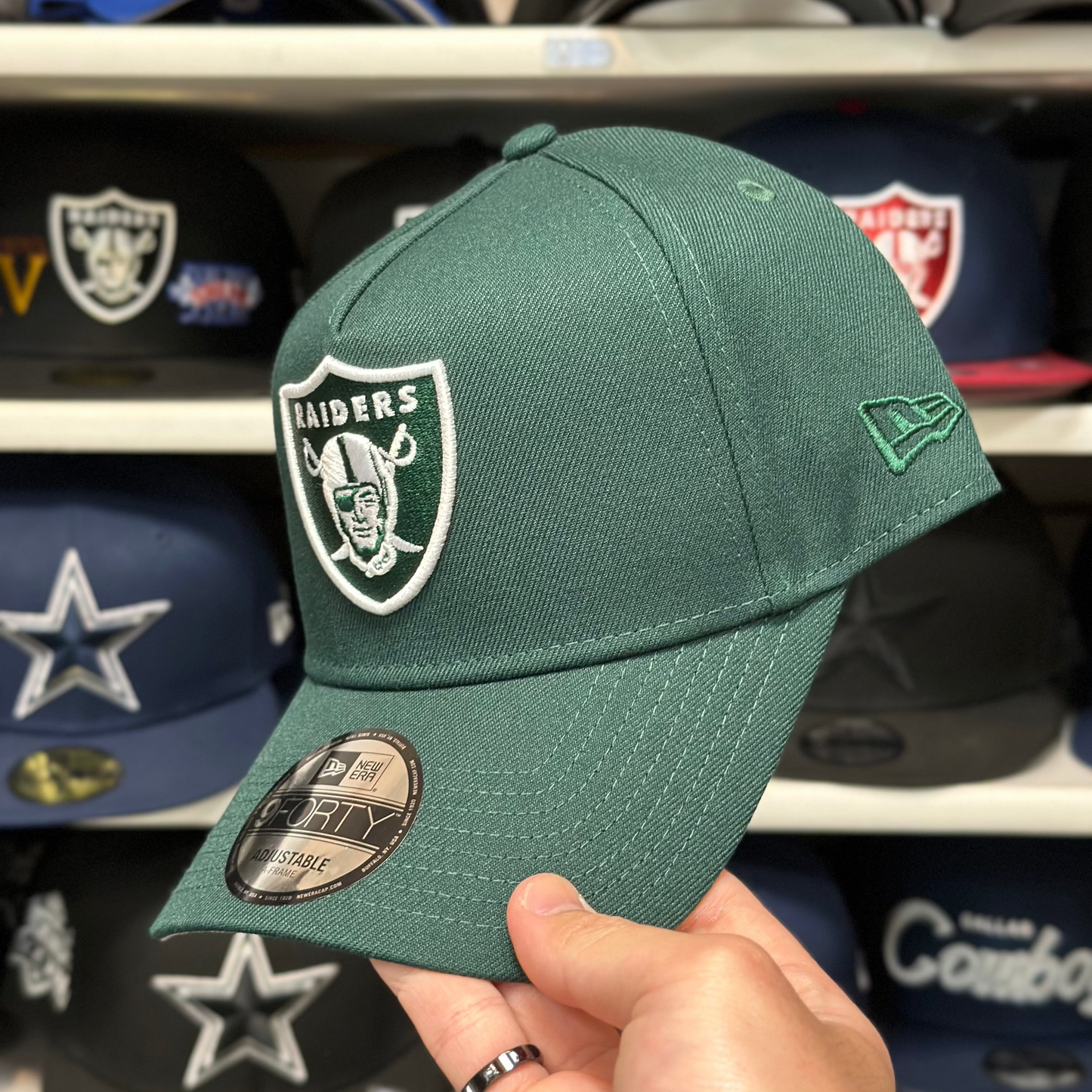 Las Vegas Raiders NFL A-Frame Snapback | New Era 9FORTY Adjustable Snap | Dark Green