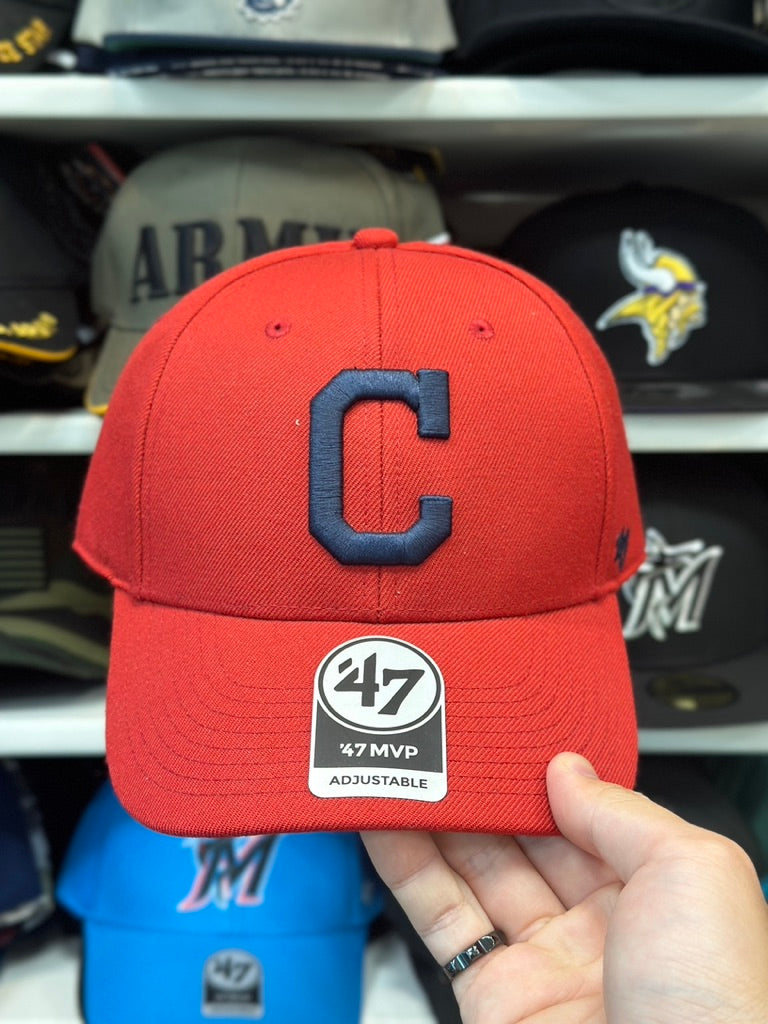 Cleveland Indians MLB Ball Cap | '47 Brand MVP Adjustable Curve Cap | Red