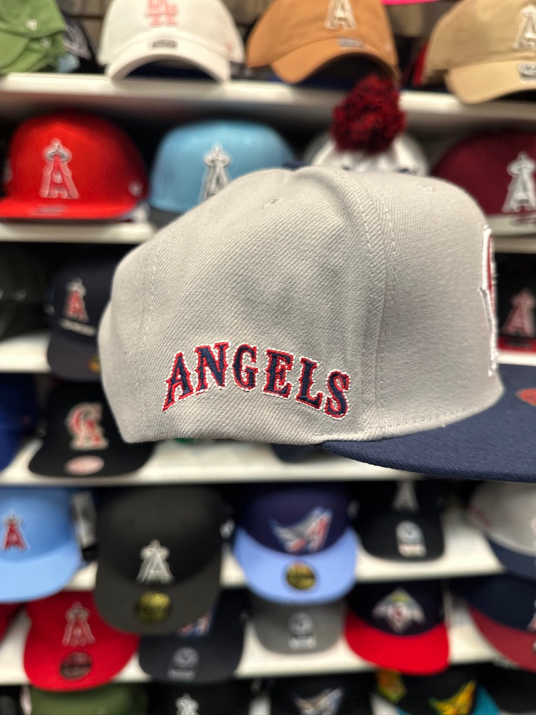 LA Angels MLB Anniversary Side Patch | Mitchell & Ness Original Fit Adjustable Hat | Gray/Black