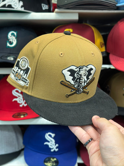 Oakland Athletics MLB 40 Years Patch | New Era 59FIFTY Fitted Cap | Corduroy Beige/Black