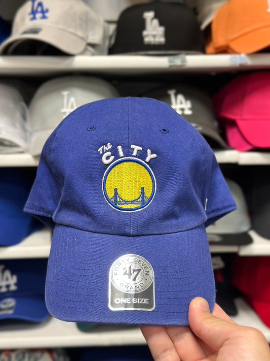 Golden State Warriors NBA Dad Cap | '47 Brand Clean Up Adjustable Curve Hat | Blue