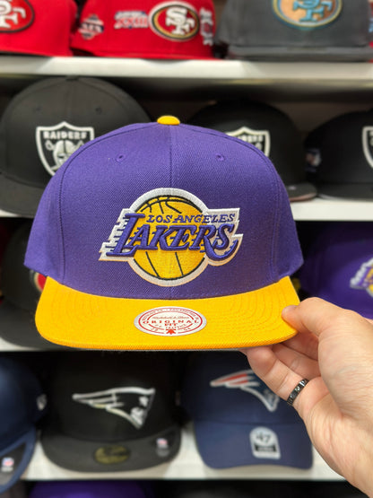 LA Lakers NBA Snapback | Mitchell & Ness Original Fit Adjustable Hat | Purple/Yellow