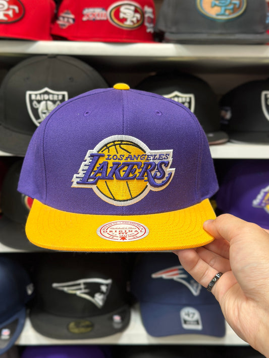 LA Lakers NBA Snapback | Mitchell & Ness Original Fit Adjustable Hat | Purple/Yellow