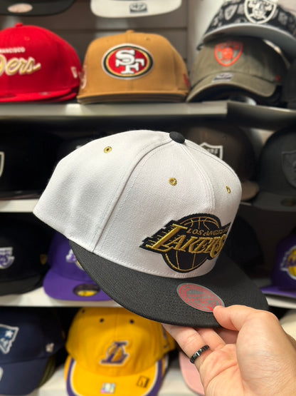 LA Lakers NBA Snapback | Mitchell & Ness Original Fit Adjustable Hat | White/Black