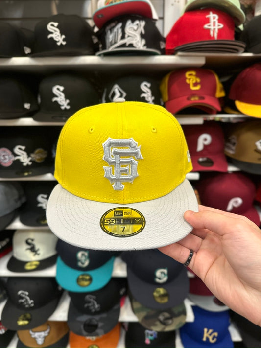 San Francisco Giants MLB Fitted Hat | New Era 59FIFTY Sized Cap | Yellow/Silver