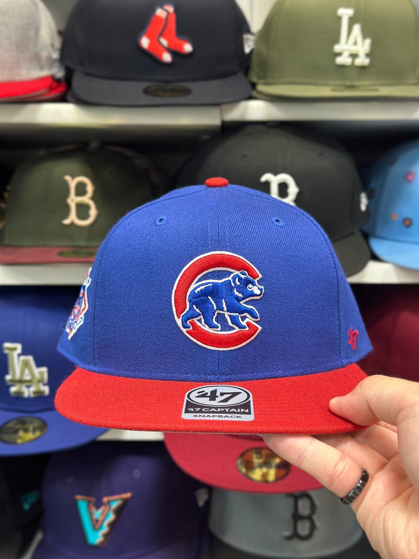 Chicago Cubs MLB National Patch | '47 Brand Captain Snapback | Blue/Red