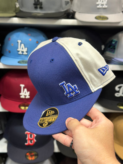 LA Dodgers MLB Vintage Fitted Hat | New Era 59FIFTY Sized Cap | Blue/White Size 7 5/8