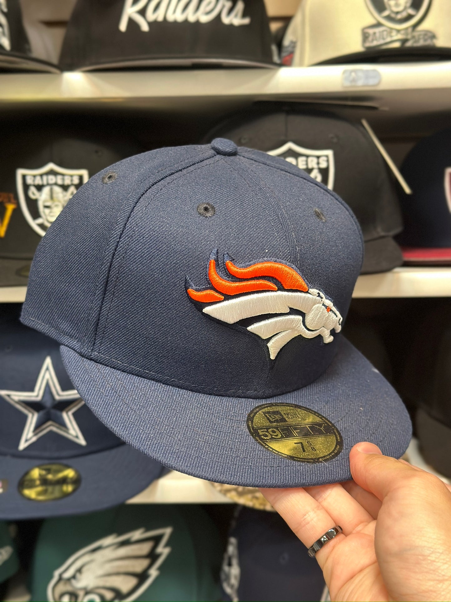 Denver Broncos NFL Fitted Hat | New Era 59FIFTY Sized Cap | Blue