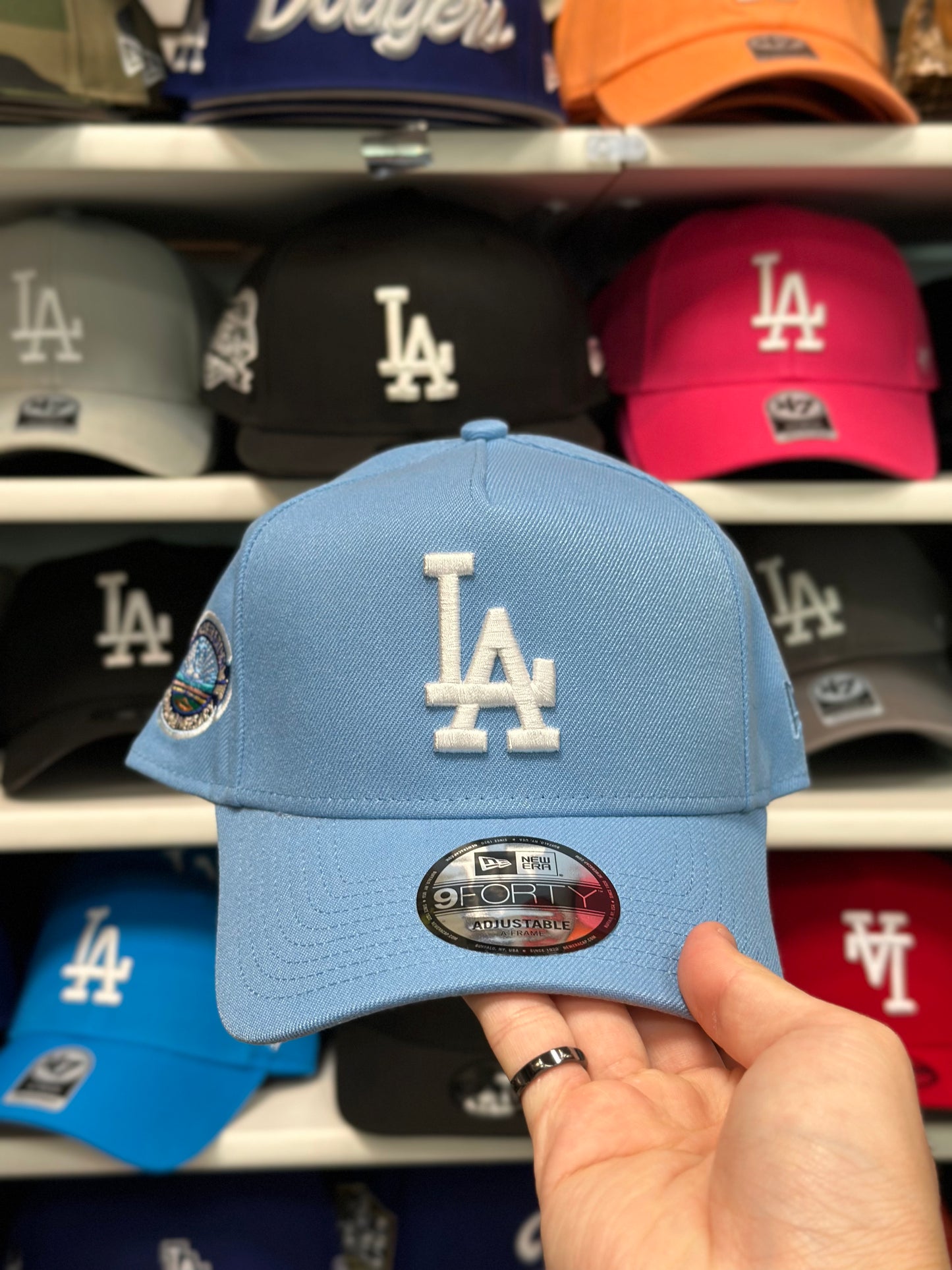 LA Dodgers 50th Anniversary A-Frame Snapback | New Era 9FORTY | Light Blue