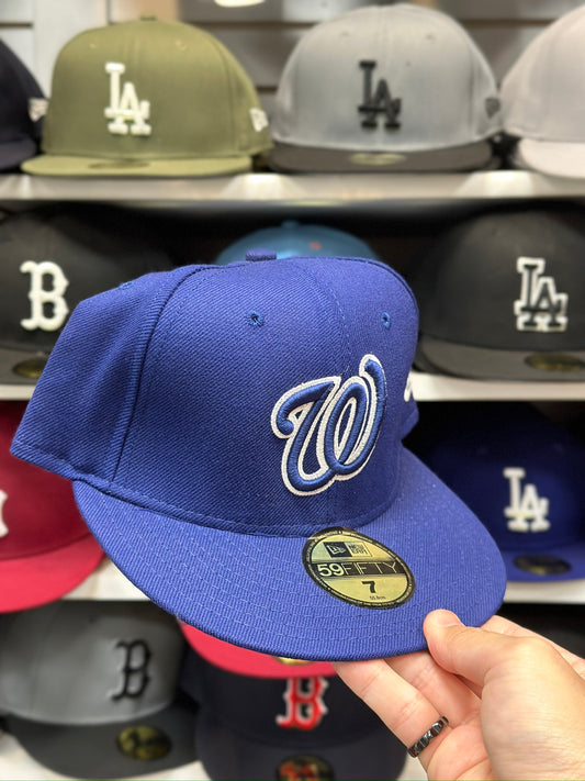 Washington Nationals MLB Vintage Fitted Hat | New Era 59FIFTY Sized Cap | Blue Outline