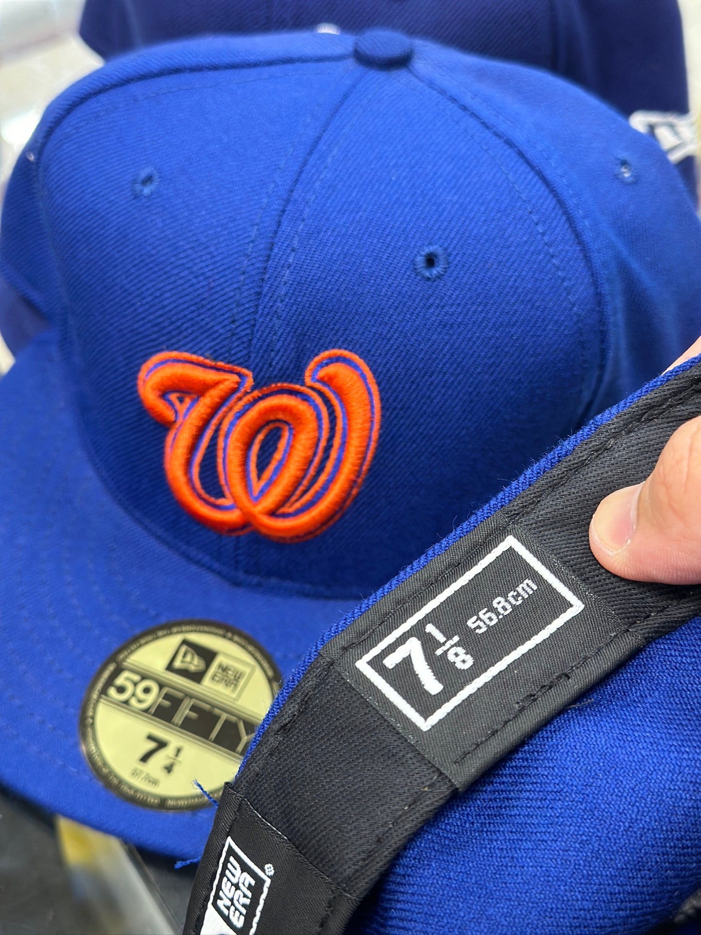 Washington Nationals MLB Vintage Fitted Hat | New Era 59FIFTY Sized Cap | Blue