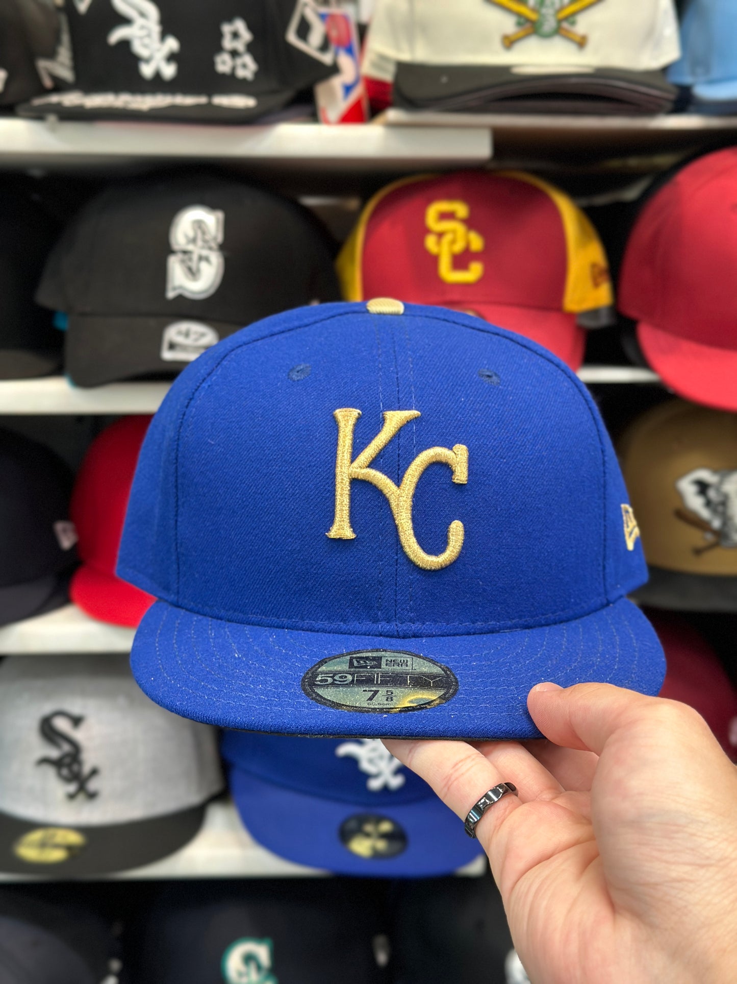 Kansas City Royals MLB Fitted Cap | Classic New Era 59FIFTY Sized Hat | Blue/Gold