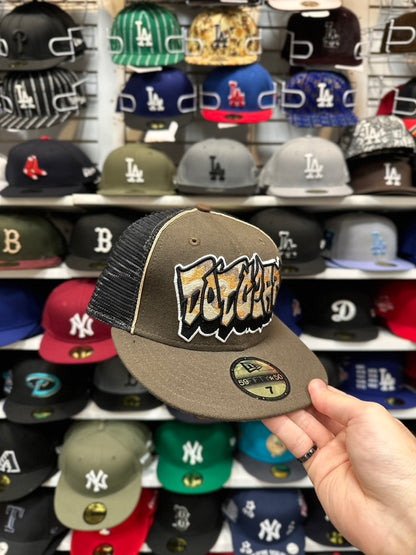 LA Dodgers MLB Vintage Graffiti Trucker | New Era 59FIFTY Fitted Cap | Brown