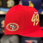 New Era San Francisco 49ers 'Script Logo' Red 9FIFTY Snapback - Product Image