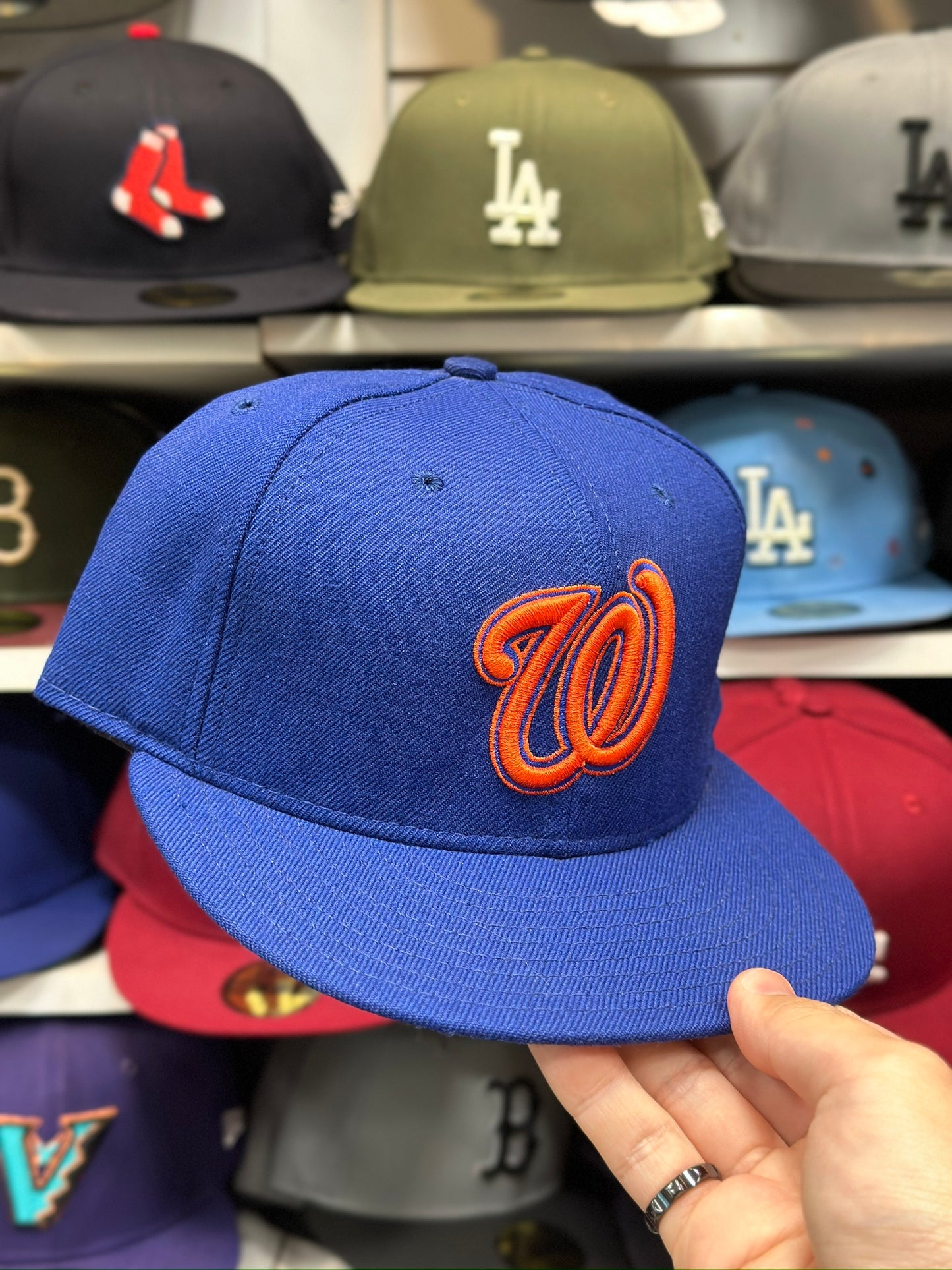 Washington Nationals MLB Vintage Fitted Hat | New Era 59FIFTY Sized Cap | Blue