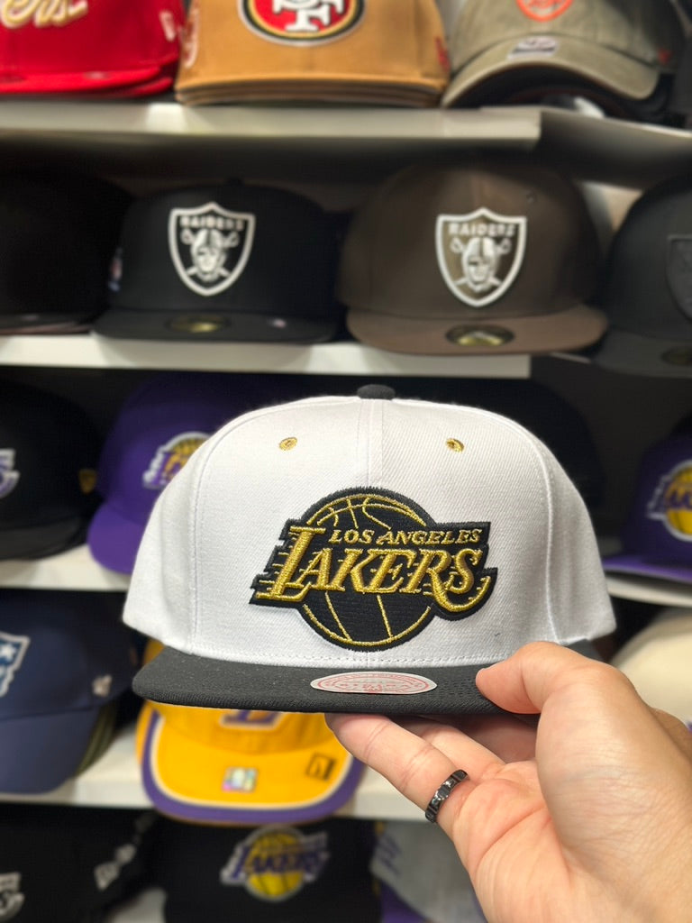 LA Lakers NBA Snapback | Mitchell & Ness Original Fit Adjustable Hat | White/Black