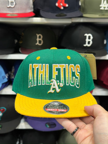 Oakland Athletics MLB Vintage Snapback | American Needle Adjustable Snap | Green/Yellow