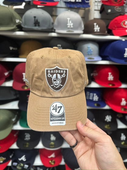 Las Vegas Raiders NFL Dad Cap Super Bowl XI | '47 Brand Clean Up Adjustable Curve Hat | Tan/Teal