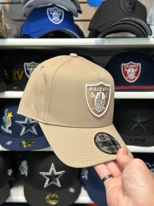 Las Vegas Raiders NFL A-Frame Snapback | New Era 9FORTY Adjustable Snap | Tan