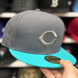 New Era Cincinnati Reds Grey/Turquoise 59FIFTY Fitted Hat