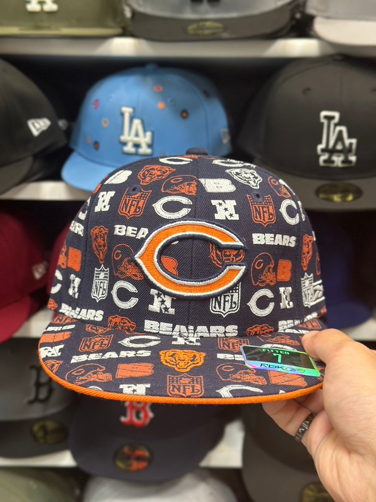 Chicago Bears NFL Fitted Hat | Vintage Reebok | Navy/Orange | Size 7