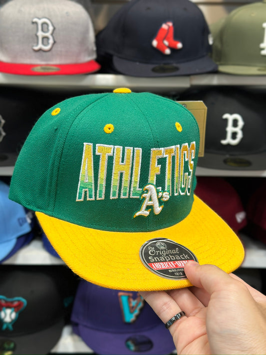 Oakland Athletics MLB Vintage Snapback | American Needle Adjustable Snap | Green/Yellow