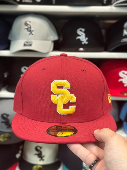 USC Trojans NCAA Fitted Cap | New Era 59FIFTY Sized Hat | Red