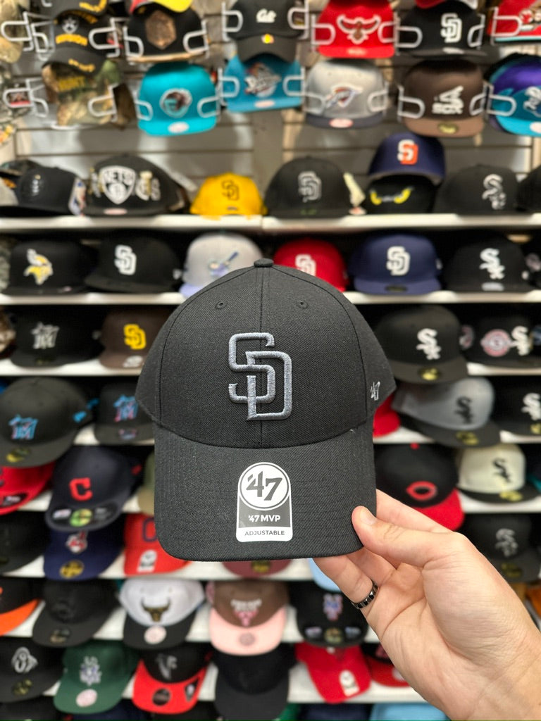 San Diego Padres MLB Ball Cap | '47 Brand MVP Adjustable Curve Cap | Black