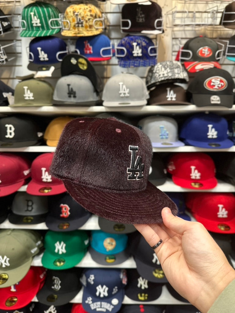 LA Dodgers MLB Vintage Grizzly Fur | New Era 59FIFTY Fitted Cap | Maroon