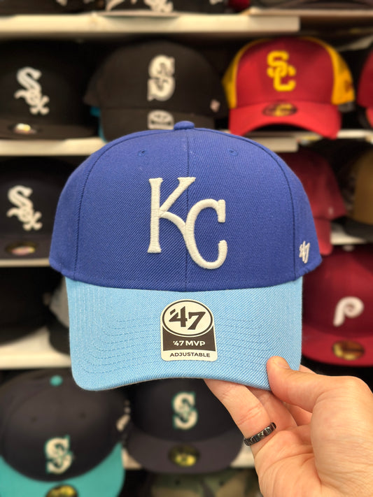 Kansas City Royals MLB Ball Cap | '47 Brand MVP Adjustable Curve Cap | Color Options