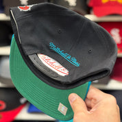 Charlotte Hornets Black/Turquoise Mitchell & Ness Snapback - Product Image