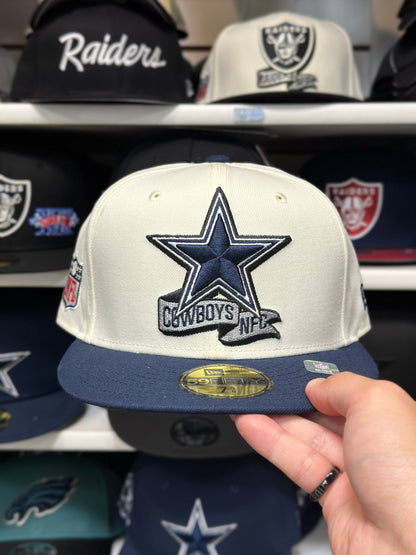 Dallas Cowboys NFL Two Tone Fitted Cap | New Era 59FIFTY Sized Cap | Creme/Navy