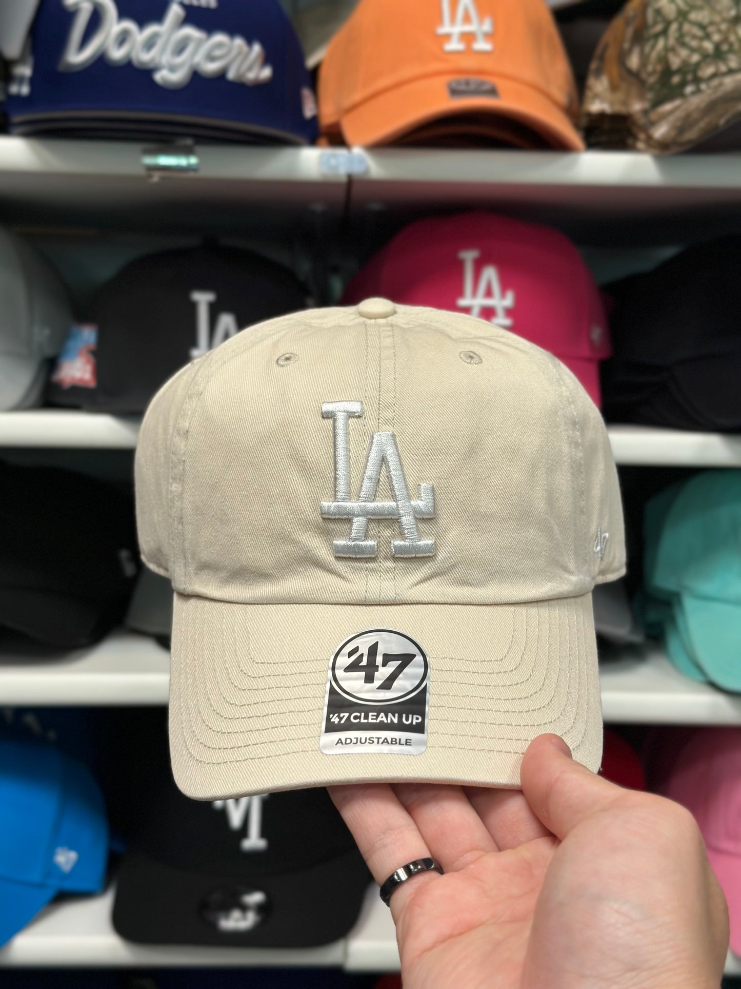 LA Dodgers MLB Dad Cap | '47 Brand Clean Up Adjustable Curve Hat | Creme