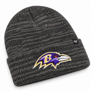 Baltimore Ravens '47 Brand Brain Freeze Cuff Knit Beanie - Black/Gray - Product Image